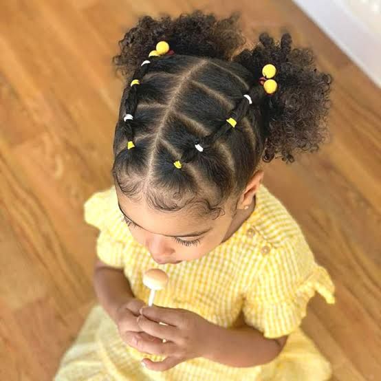 Geometric Parted Puffs With Baby Hairs — Little Girl Swim Hairstyles 2027