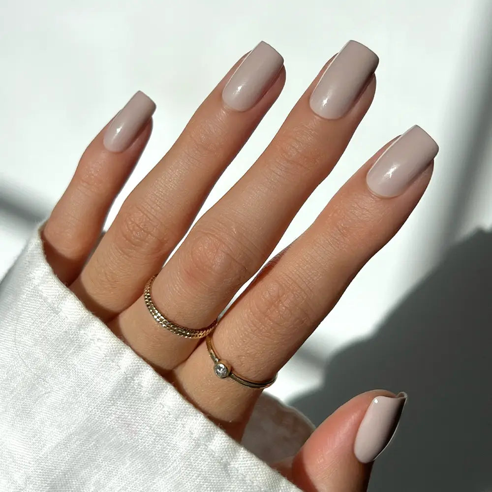 Medium Square Glossy Nude Beige Nails Medium Square Glossy Nude Beige Nails — Wedding Square Nails 2027