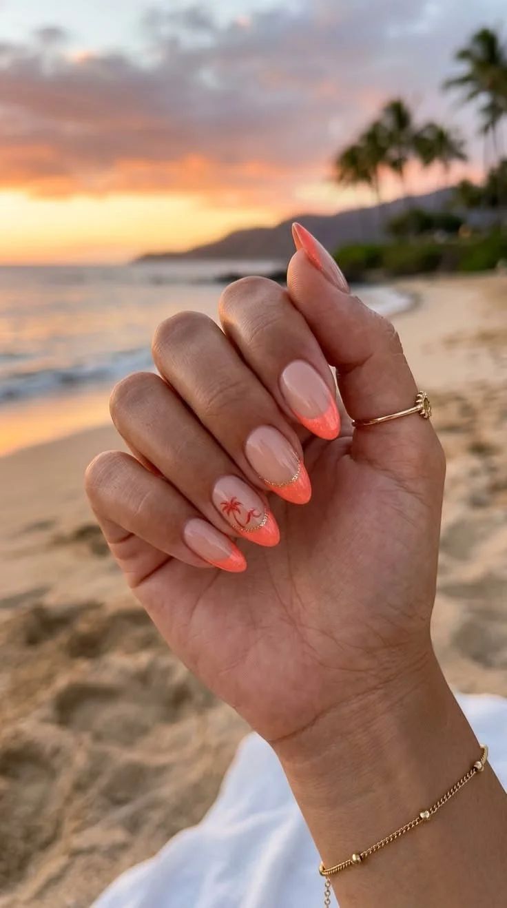 Bright Coral French Tip Ideas Bright Coral French Tip Ideas — Miami Nails 2027