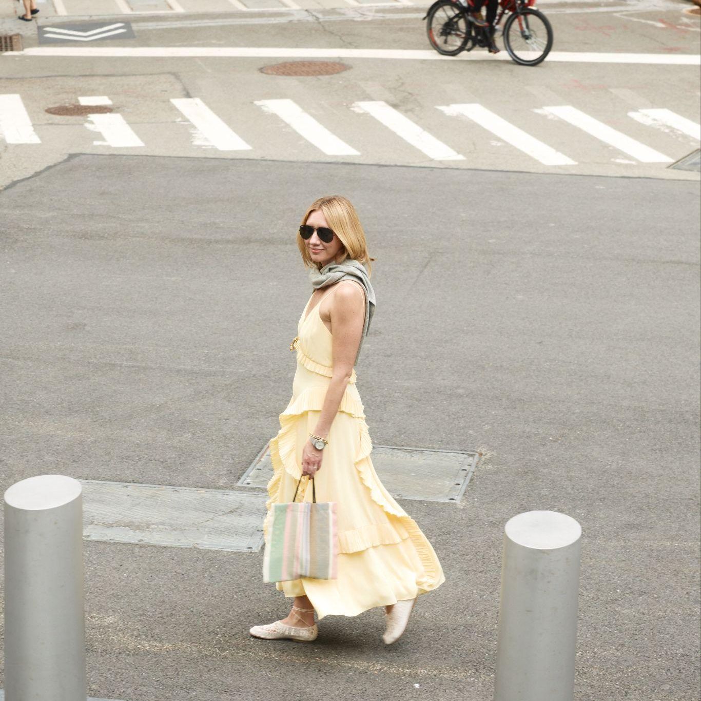 Sunny Yellow Tiered Ruffle Dress for Day Out Sunny Yellow Tiered Ruffle Dress for Day Out — Downtown Girl Outfits 2027