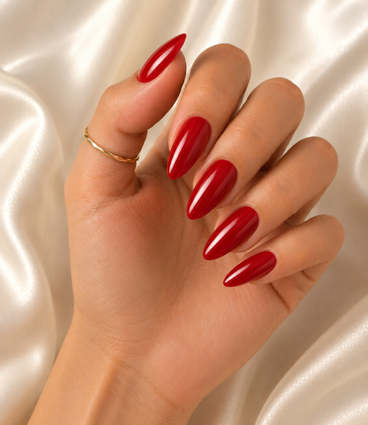 Deep Shimmer Red Long Stiletto Nails Deep Shimmer Red Long Stiletto Nails — Cherry Red Nails 2027