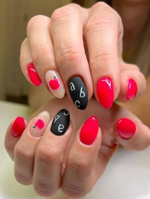 Glossy On Red And Nude Matte On Black Visual Idea Glossy On Red And Nude Matte On Black Visual Idea — Teacher Nails 2027