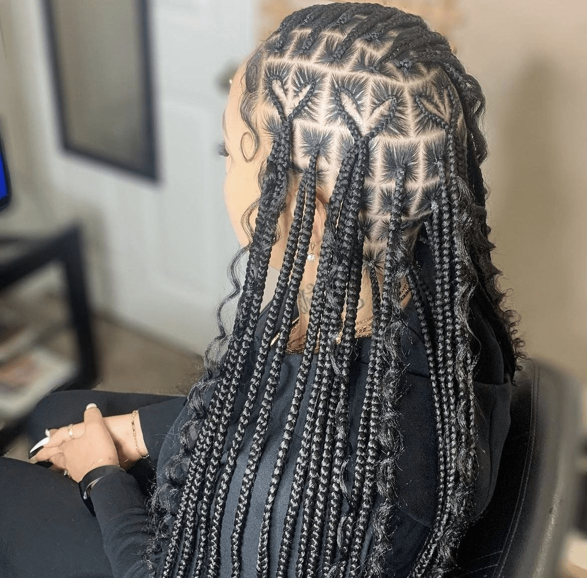 Mid-Back Knotless Braids With Curly Ends — Knotless Braids 2027 for Prom