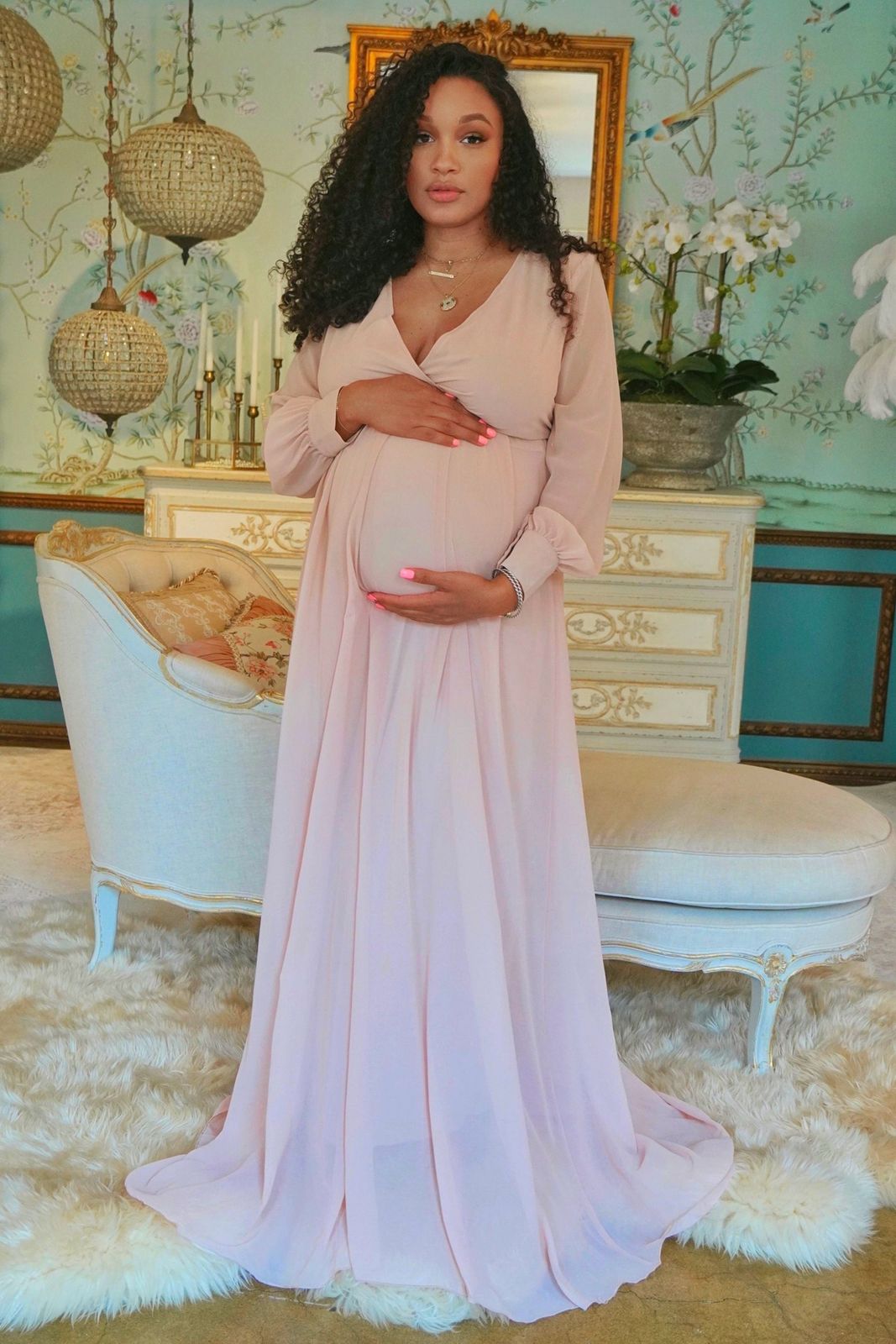Pale Pink Flowing Chiffon Maxi Dress Pale Pink Flowing Chiffon Maxi Dress — Baby Shower Dress 2027 for Guest