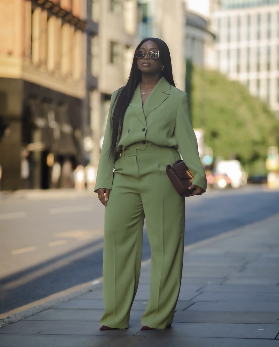 Power Dressing: Sage Green Double-Breasted Pantsuit — Sage Green Outfits 2027
