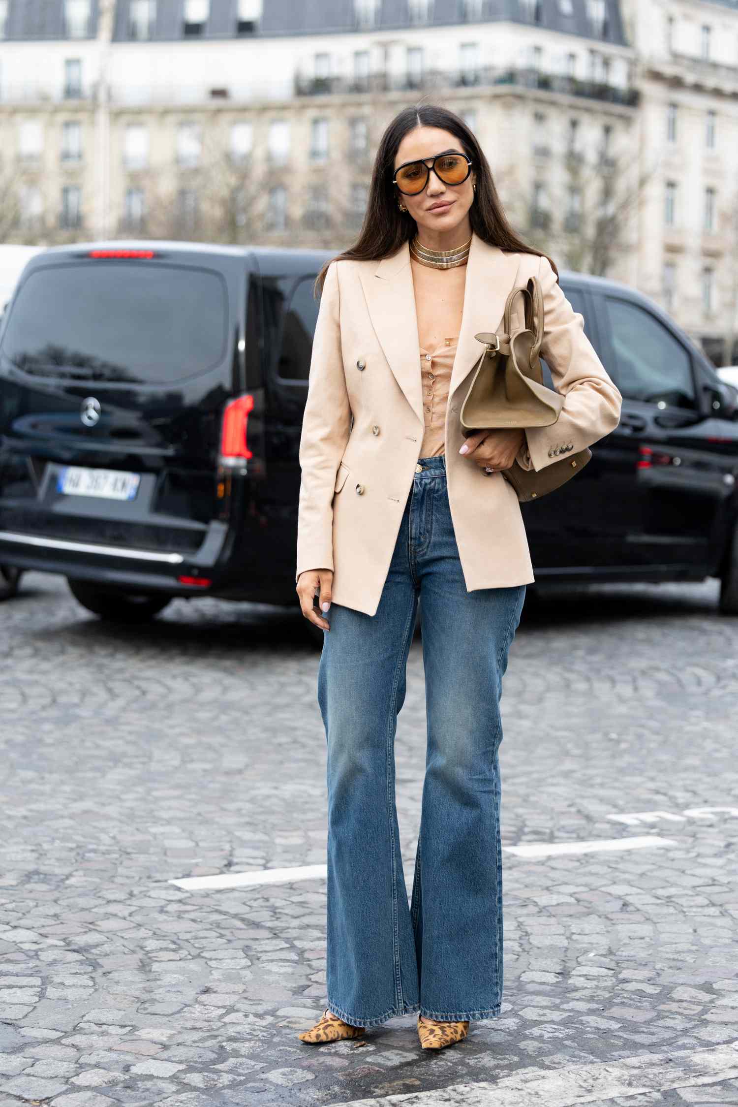 Smart Casual Polish: Bootcut Jeans with Corset Top and Leopard Heels — Bootcut Jeans Outfits 2027 with Sandals