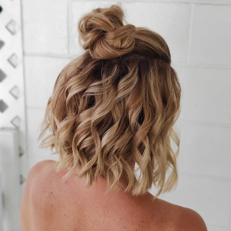 Blonde Bob With Half-Up Top Knot Blonde Bob With Half-Up Top Knot — Christmas Photo Hairstyles 2026