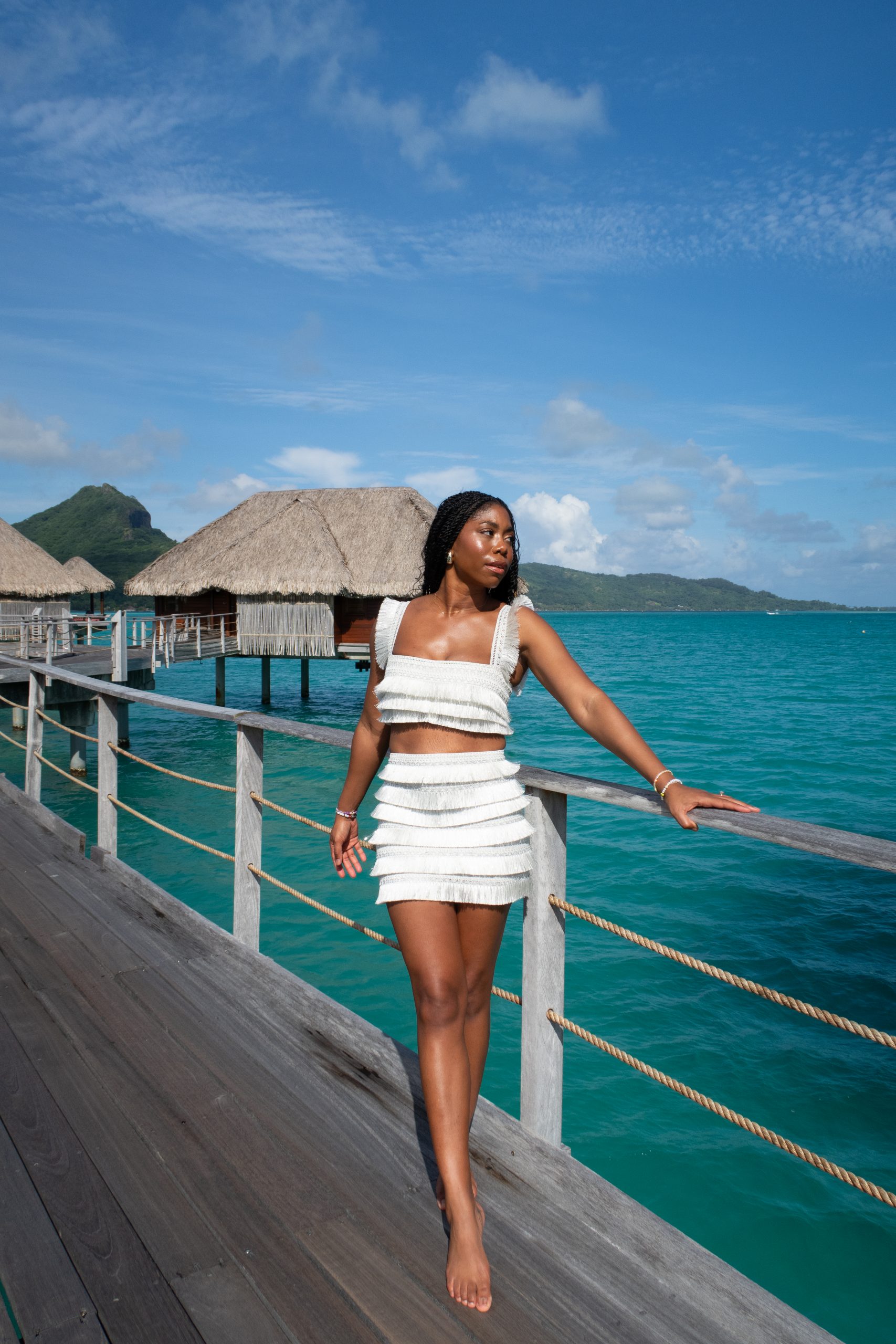 Playful Texture: White Fringe Mini Skirt and Crop Top Playful Texture: White Fringe Mini Skirt and Crop Top — Bora Bora Outfits 2027