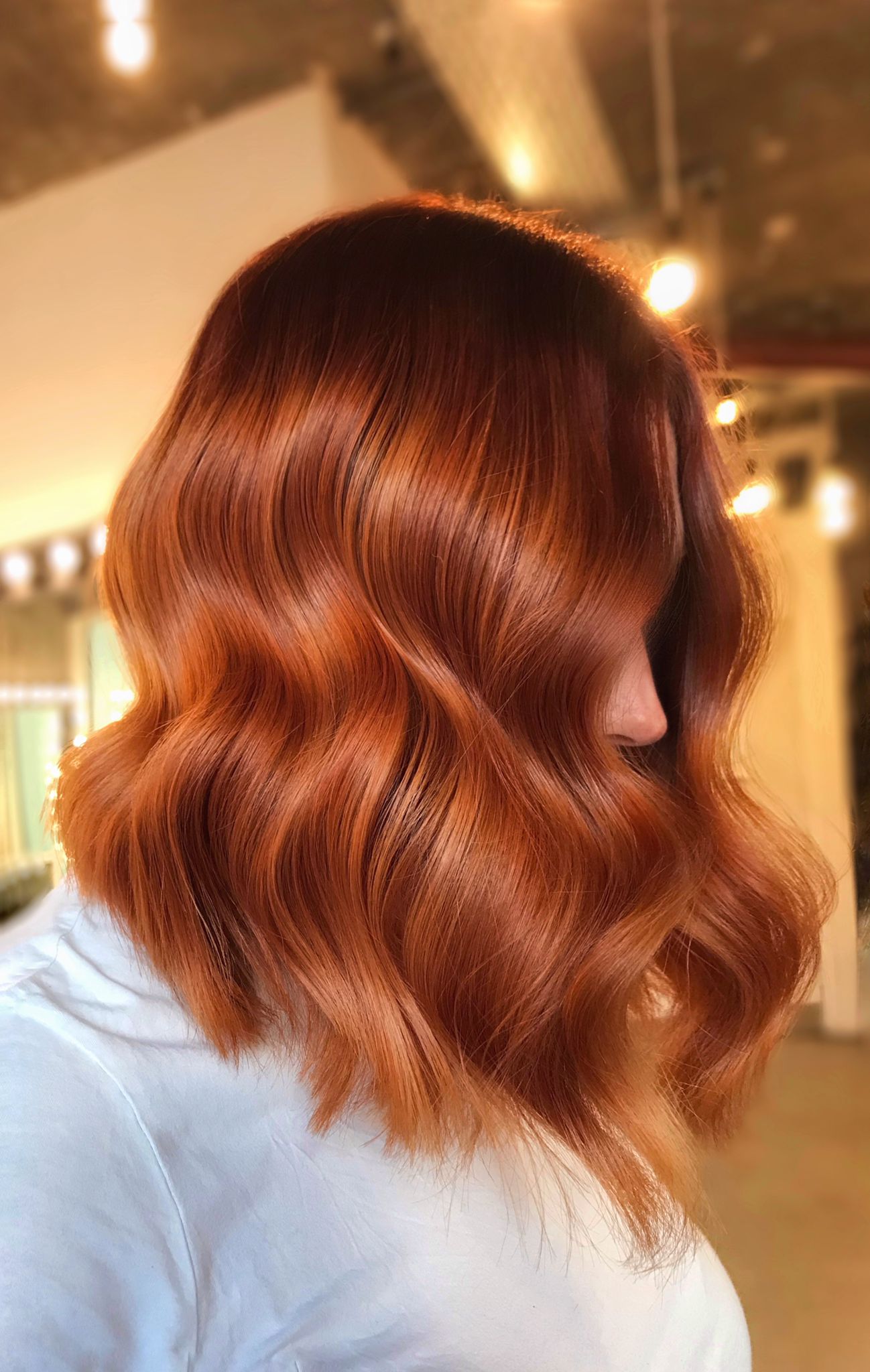 Rich Glossy Copper Wavy Bob Rich Glossy Copper Wavy Bob — Copper Hair 2027
