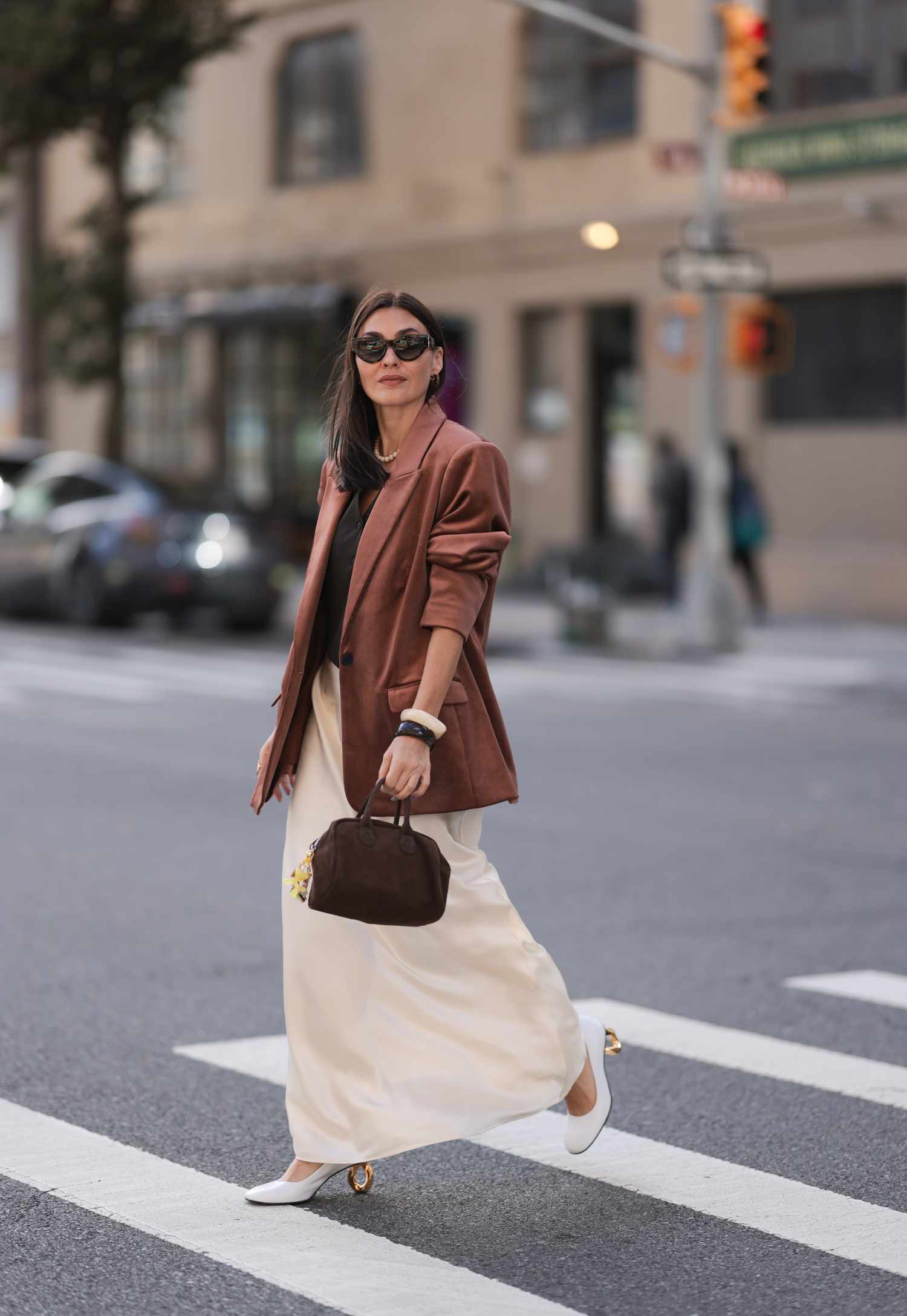 Velvet Blazer Over Cream Skirt and Black Top Velvet Blazer Over Cream Skirt and Black Top — Light Jacket Outfits 2027
