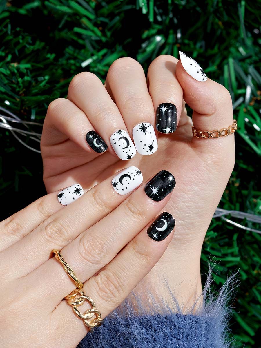 Matte Visual Idea — Moon and Stars Nails 2027