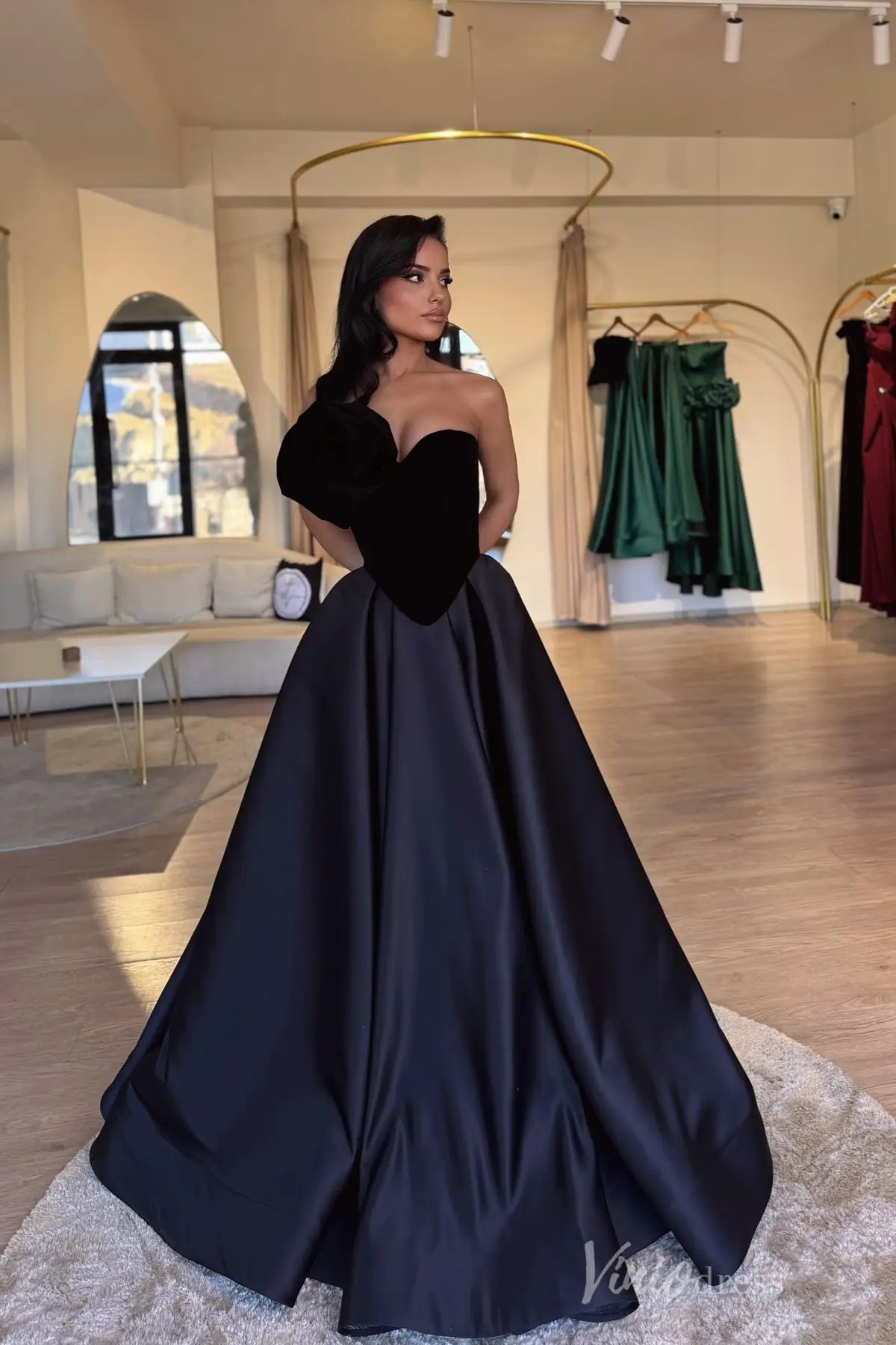 Sculptural Velvet Bodice Ball Gown for Formal Prom Sculptural Velvet Bodice Ball Gown for Formal Prom — Black Prom Dresses 2027