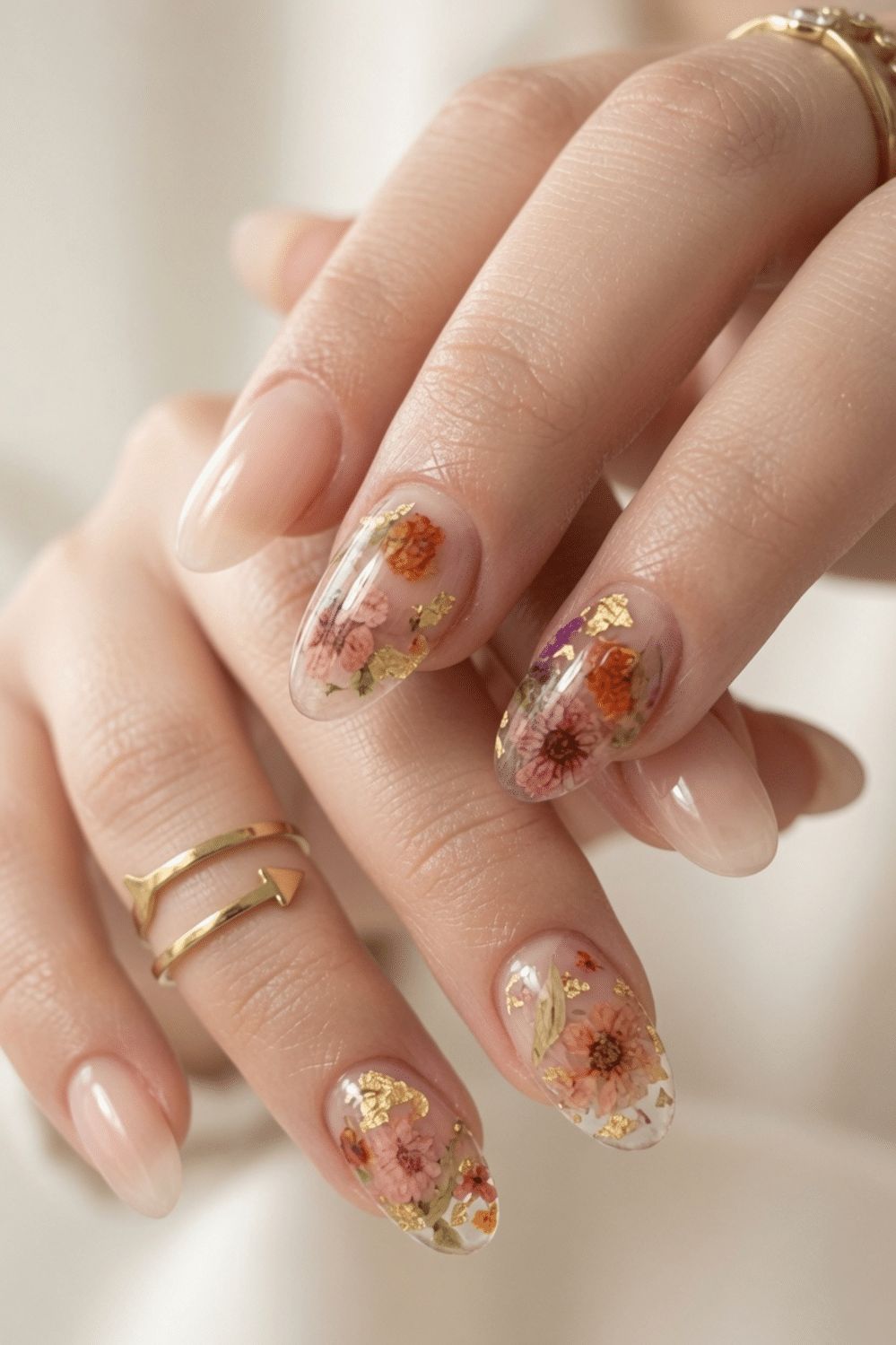 Pressed Flower Nude Ovals Pressed Flower Nude Ovals — Painted Petal Nails 2027