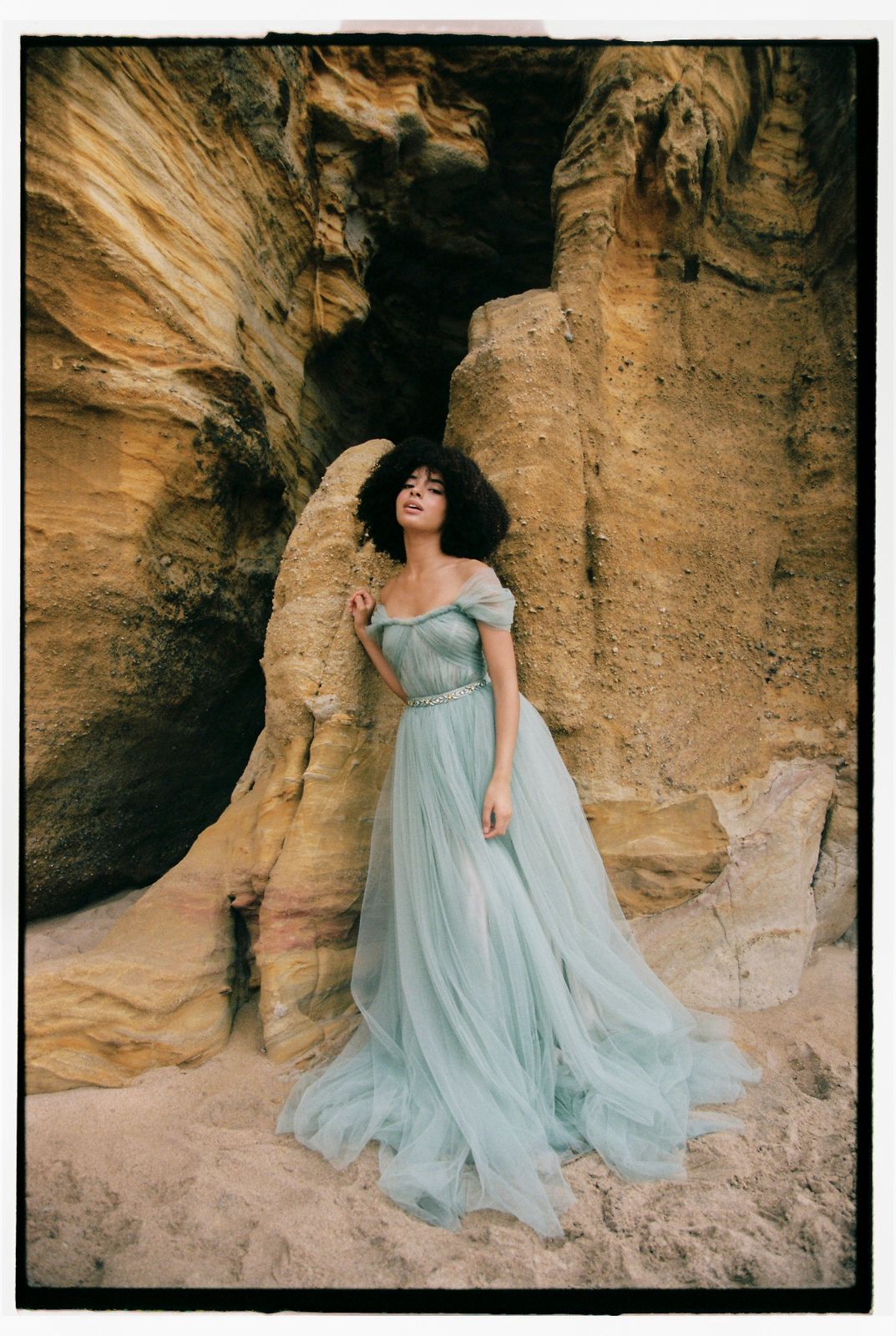 Pale Blue Off-the-Shoulder Tulle Dress — Colored Wedding Dresses 2027