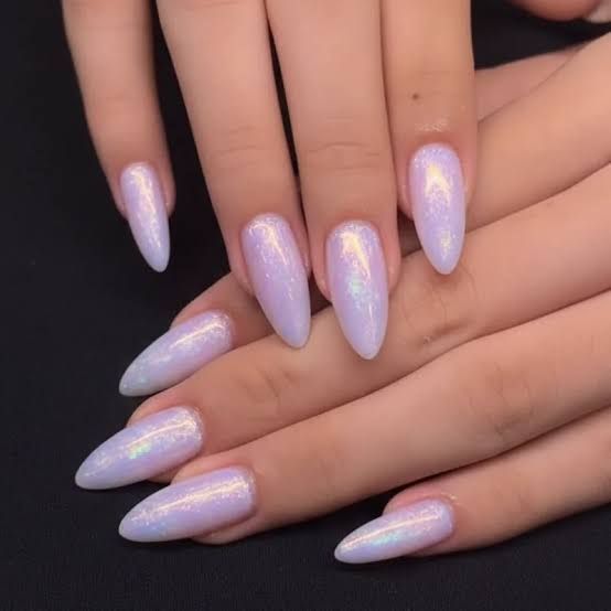 Ethereal Milky Lavender Shimmer — Lavender Wedding Nails 2027