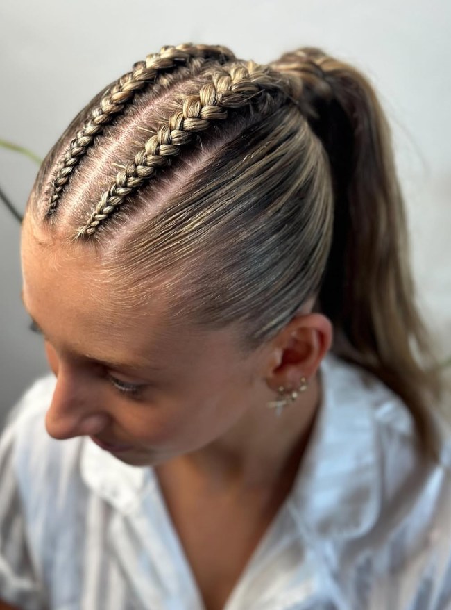 Sleek Cornrows Into High Ponytail Sleek Cornrows Into High Ponytail — Summer Cornrows 2027
