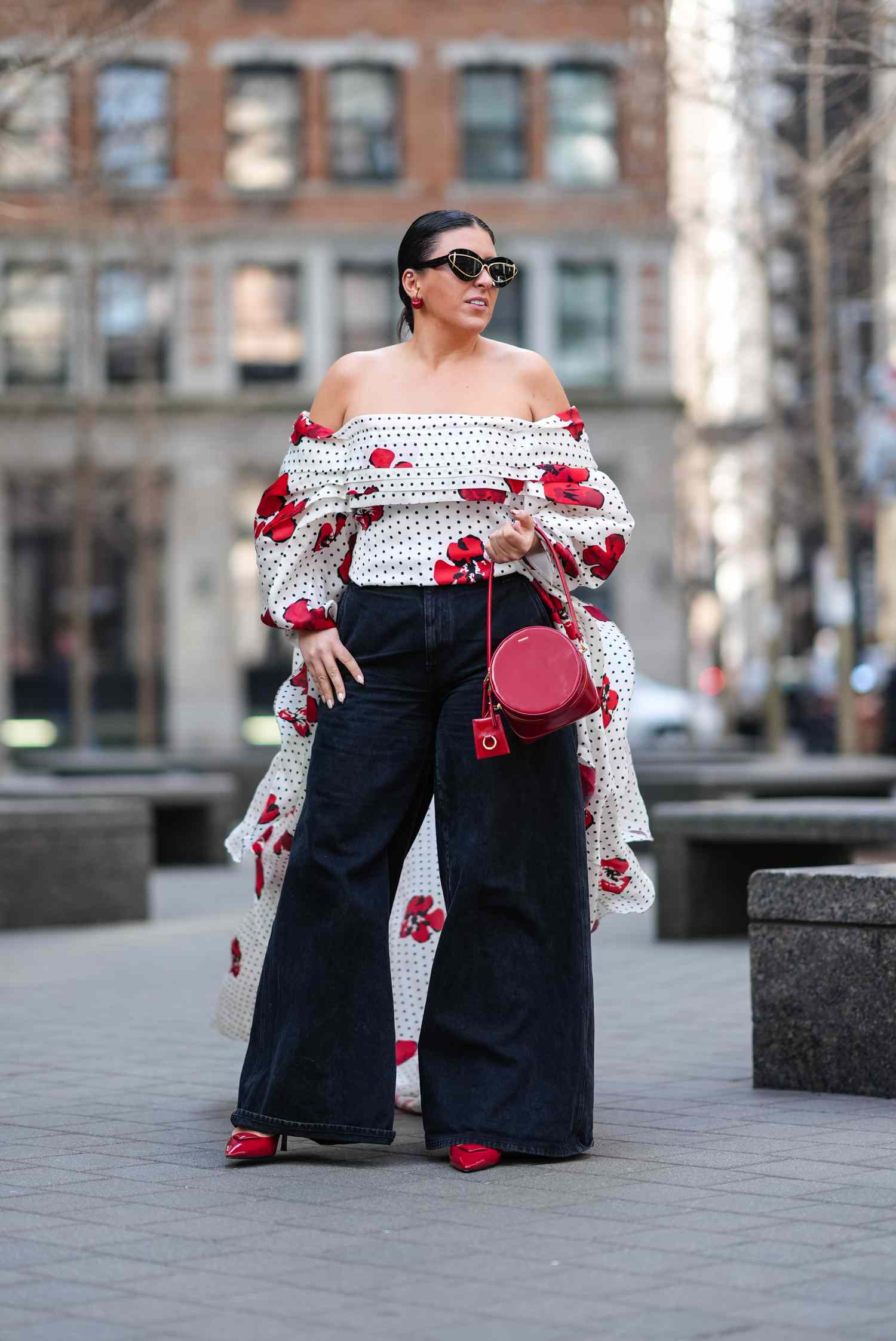 Bold and Playful: Extreme Wide Leg Jeans with a Statement Print Top — Wide Leg Jeans 2027