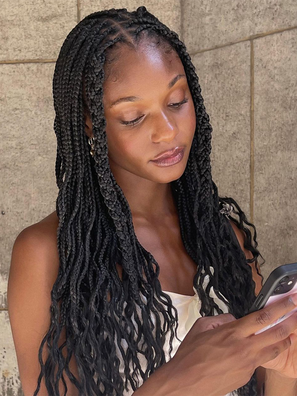 Dark Brown Braids With Curly Ends Dark Brown Braids With Curly Ends — Winter Box Braids 2027