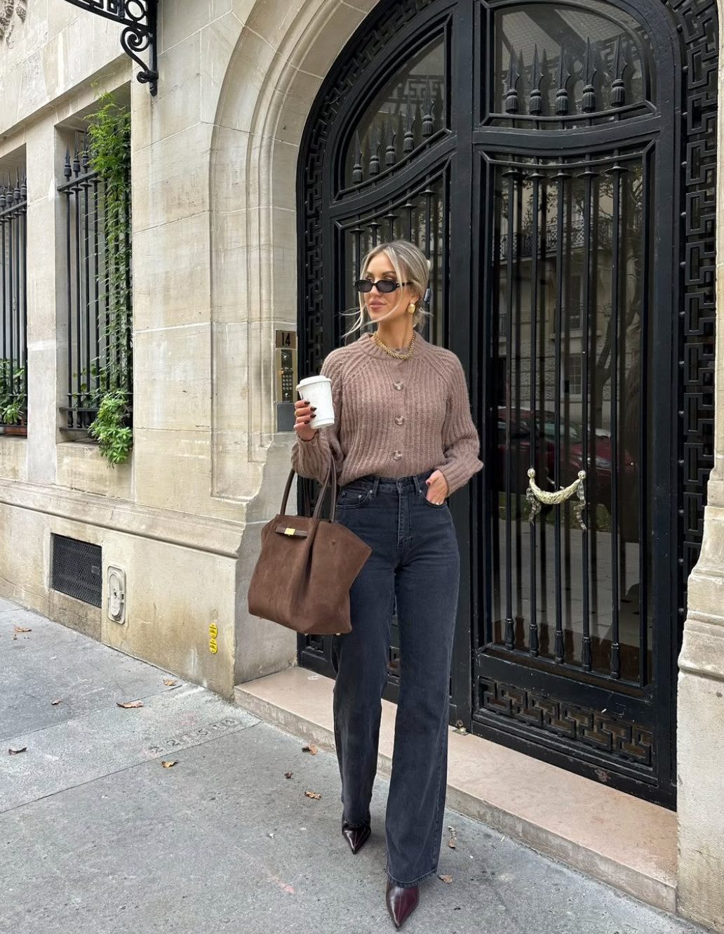 Dark Charcoal Bootcut Jeans with a Cozy Knit Cardigan — Work Bootcut Jeans Outfits 2027