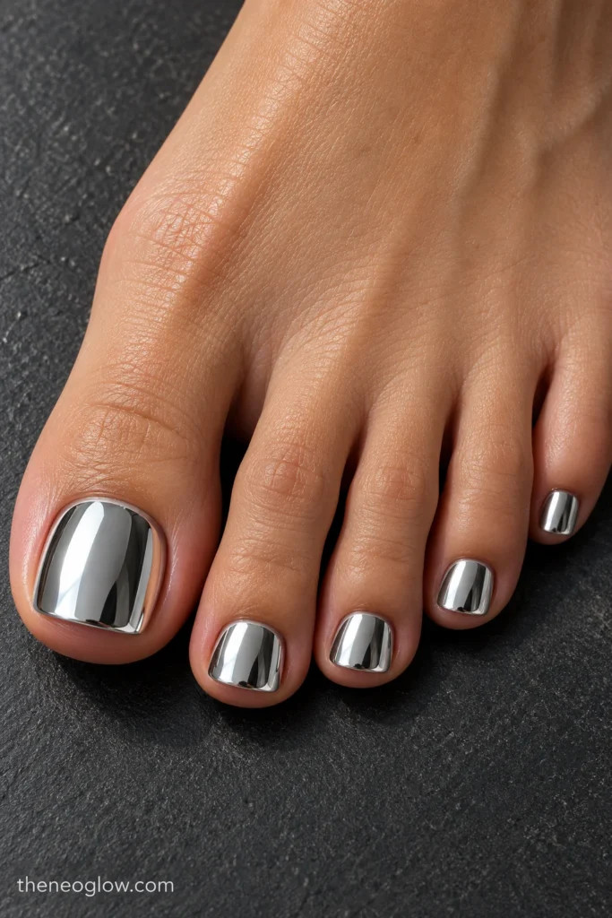 Mirror Finish Silver Chrome Toes Mirror Finish Silver Chrome Toes — Silver Toe Nails 2027