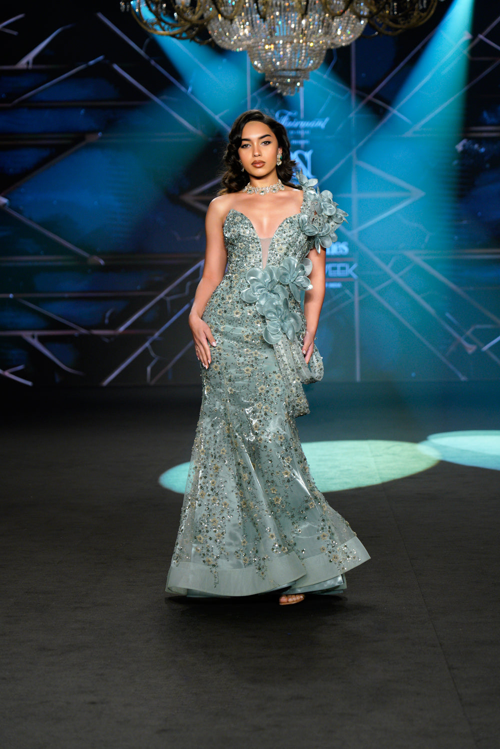 Aqua Green Sequined One-Shoulder Mermaid Gown Aqua Green Sequined One-Shoulder Mermaid Gown — Mermaid Dresses 2027