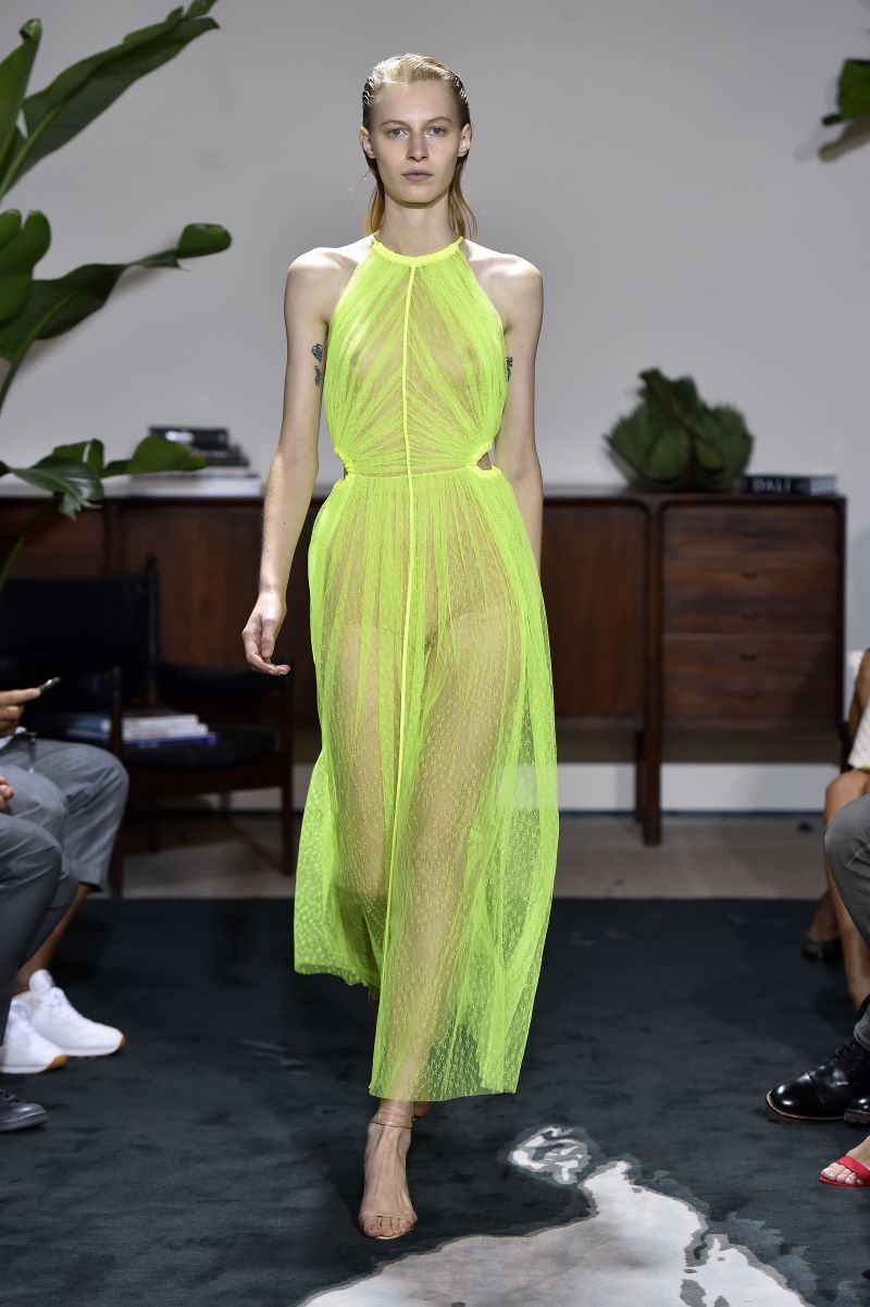 Ethereal Elegance: Neon Yellow Sheer Halter Dress — Neon Outfits 2027