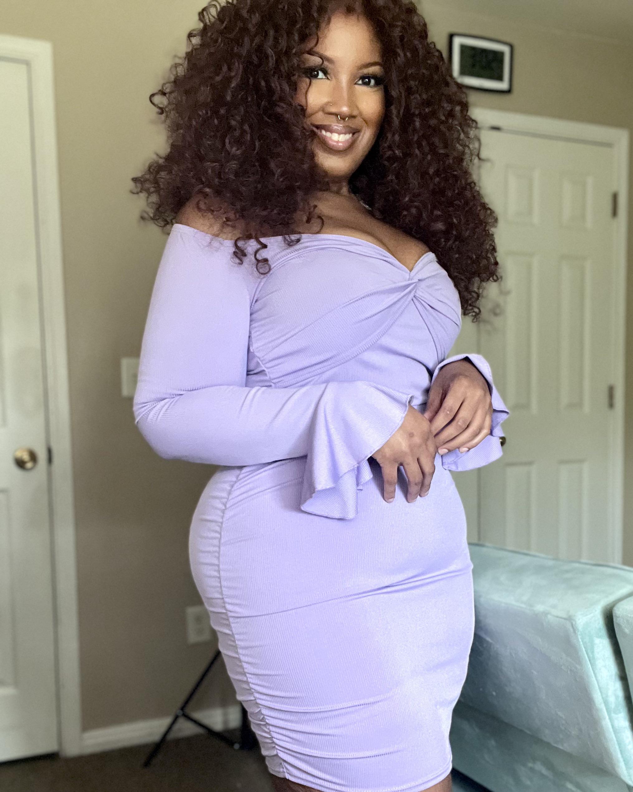 Lavender Mock-Neck Top Contrasts with White Wide-Leg Pants Lavender Mock-Neck Top Contrasts with White Wide-Leg Pants — Lavender Outfits 2027