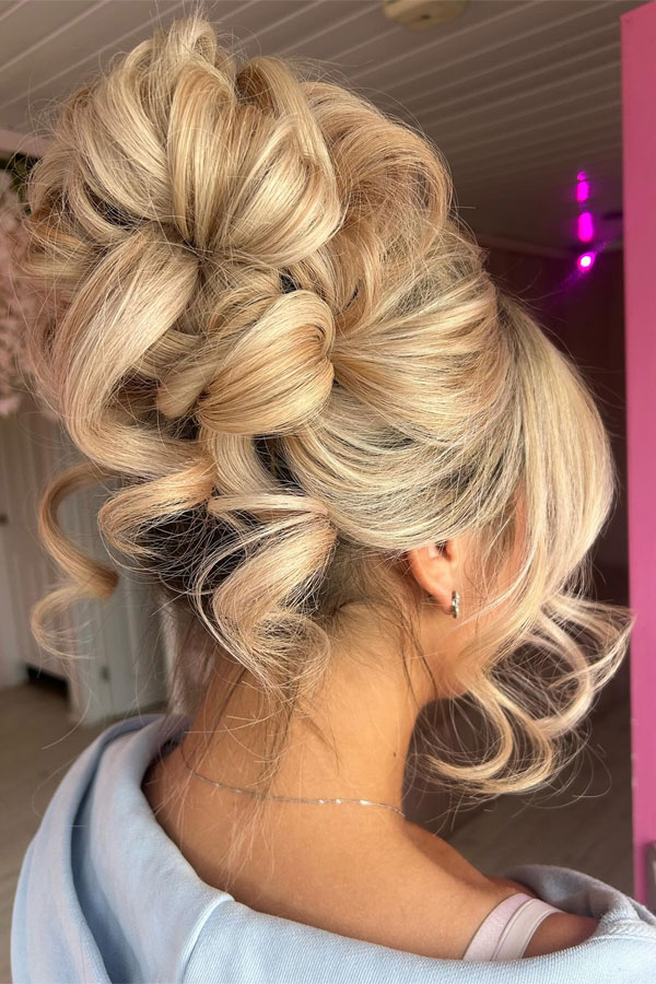 Ash Blonde Voluminous Updo With Large Curls Ash Blonde Voluminous Updo With Large Curls — Formal Hairstyles 2027
