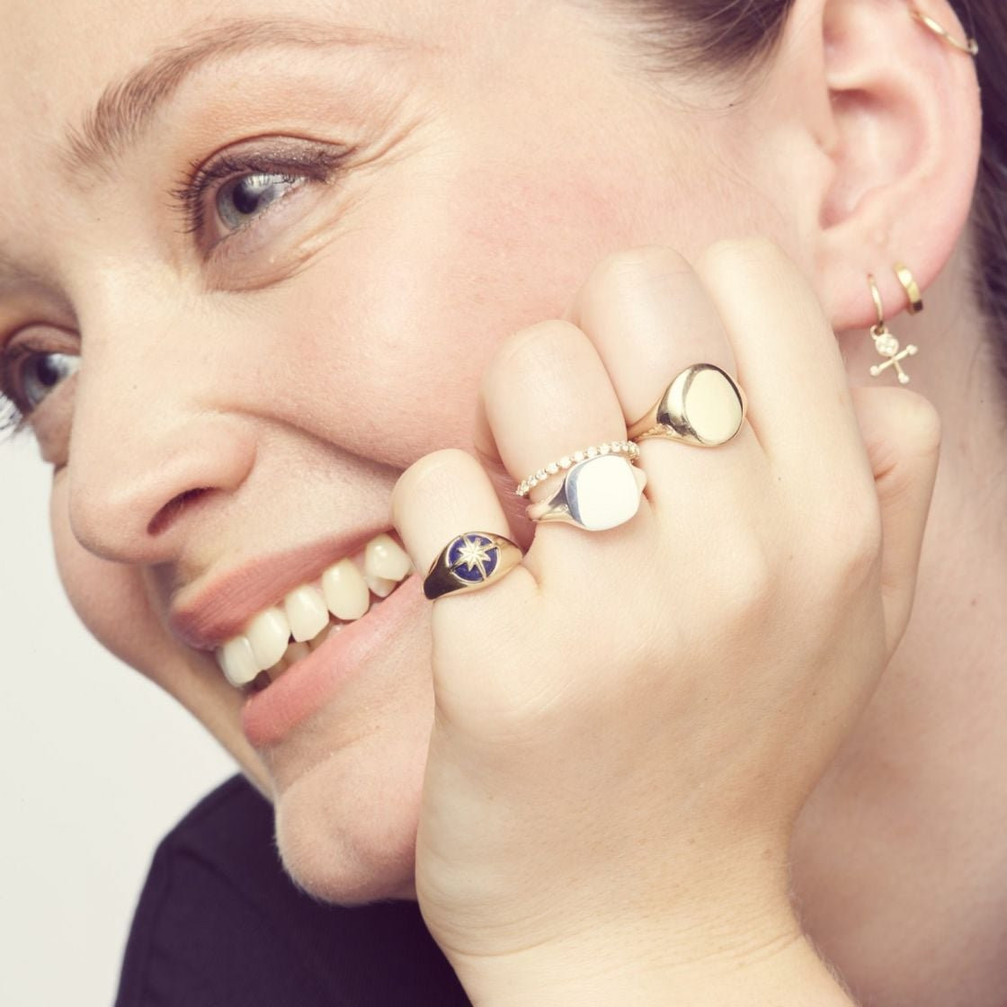 Mixed Metal Signet Rings with Enamel Detail Mixed Metal Signet Rings with Enamel Detail — Signet Rings 2027