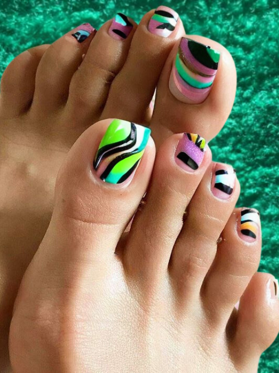 Abstract Neon Wavy Lines Abstract Neon Wavy Lines — Neon Toe Nails 2027