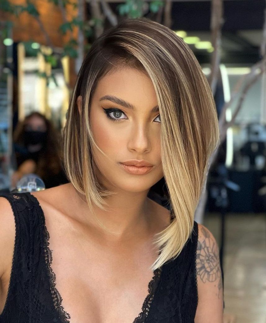 Dark Base With Blonde Balayage Visual Idea — Balayage Lob 2027