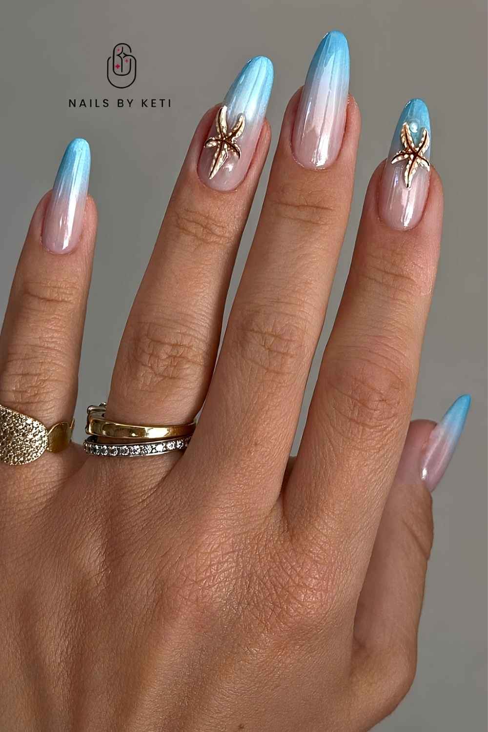 Light Blue to White Ombre with Starfish Light Blue to White Ombre with Starfish — Summer Ombre Nails 2027