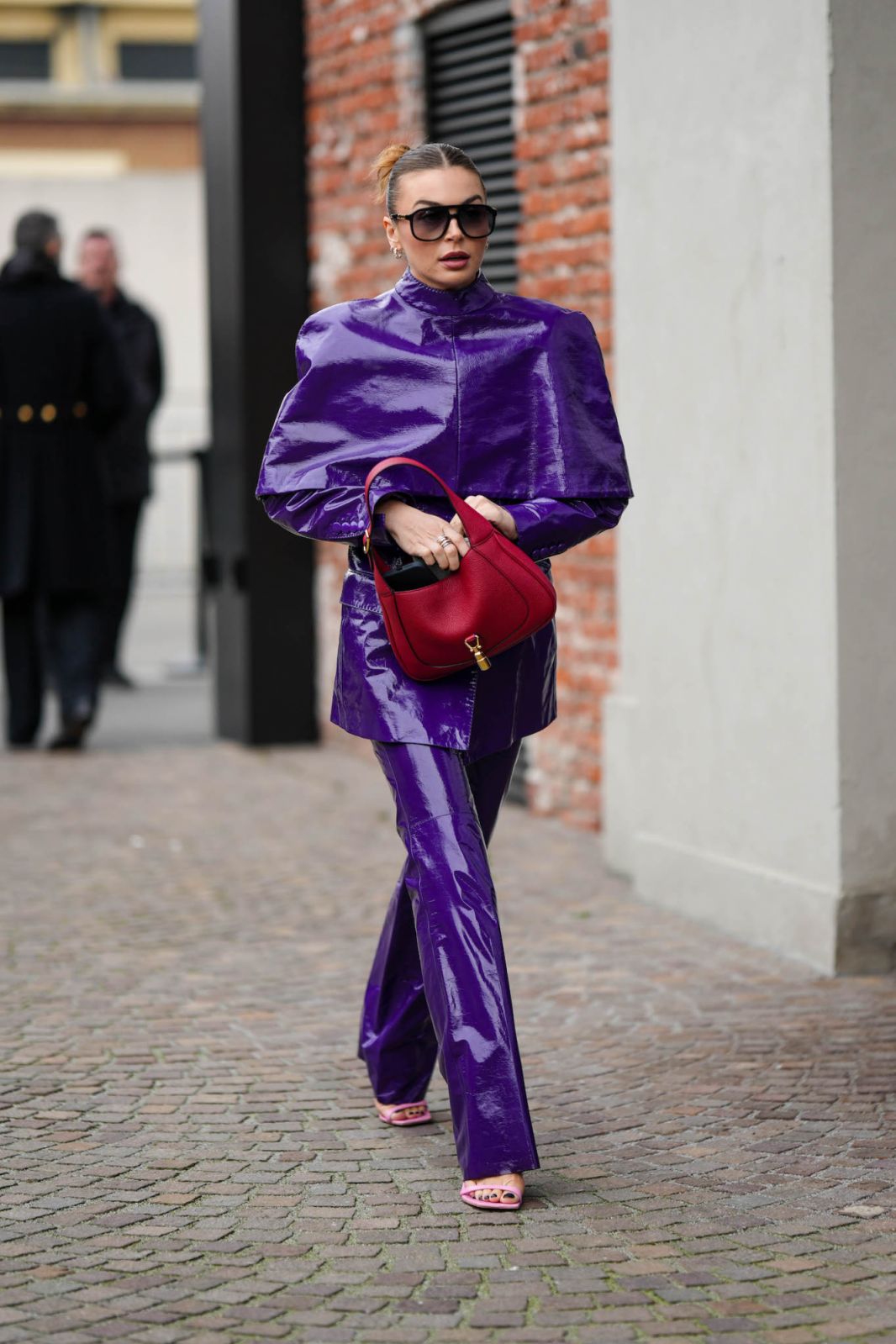 Dramatic Purple Patent Leather Set for Fashion Week Dramatic Purple Patent Leather Set for Fashion Week — Lilac Outfits 2027