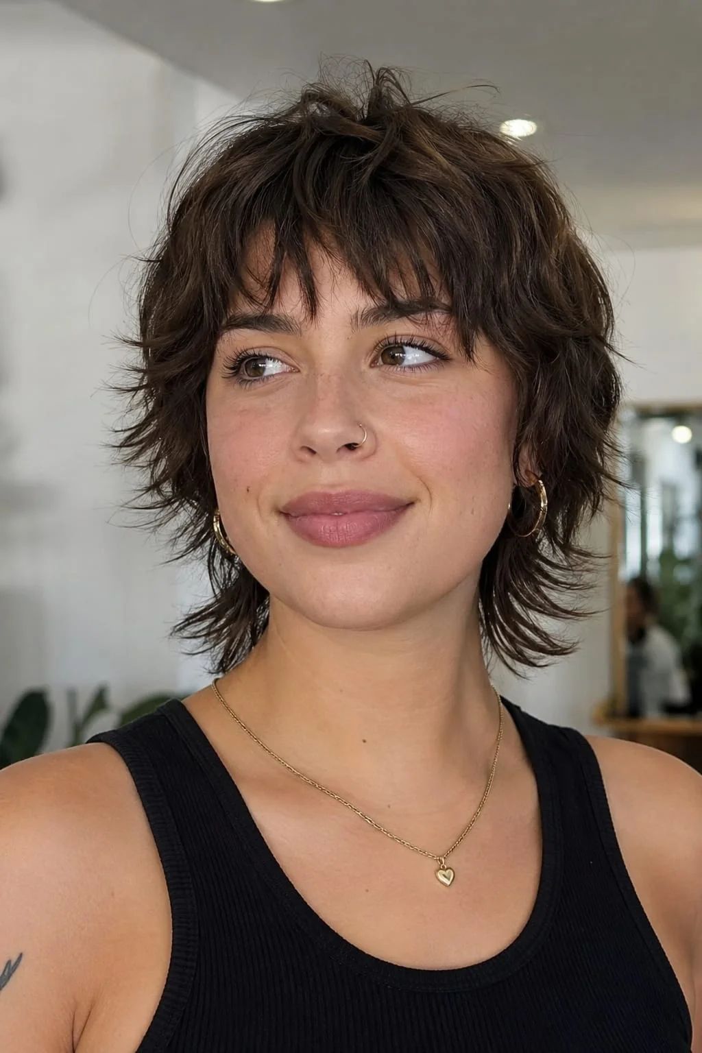 Textured Choppy Shag Ear Length Textured Choppy Shag Ear Length — Pixie Cut 2027 for Round Face