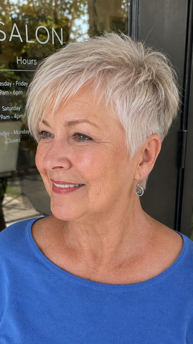 Ash Blonde Pixie With Choppy Layers Ash Blonde Pixie With Choppy Layers — Side Swept Pixie 2027