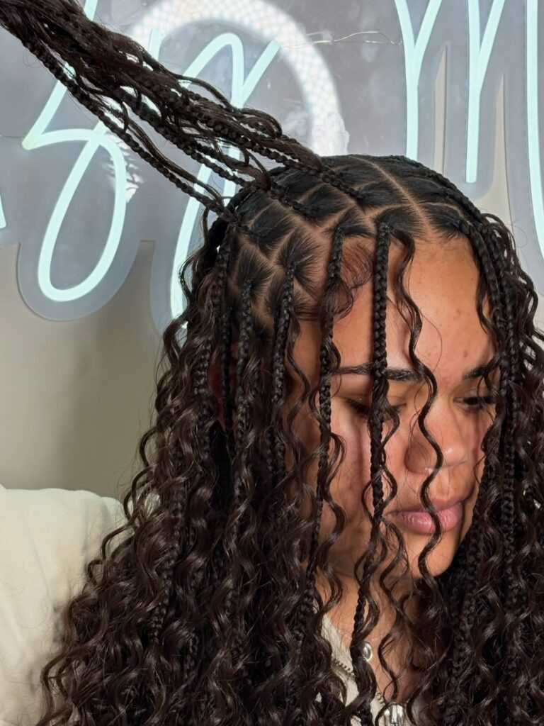 Knotless Braids With Curly Ends Shoulder Length Braids With Curls Knotless Braids With Curly Ends Shoulder Length Braids With Curls — Layered Knotless Braids 2027