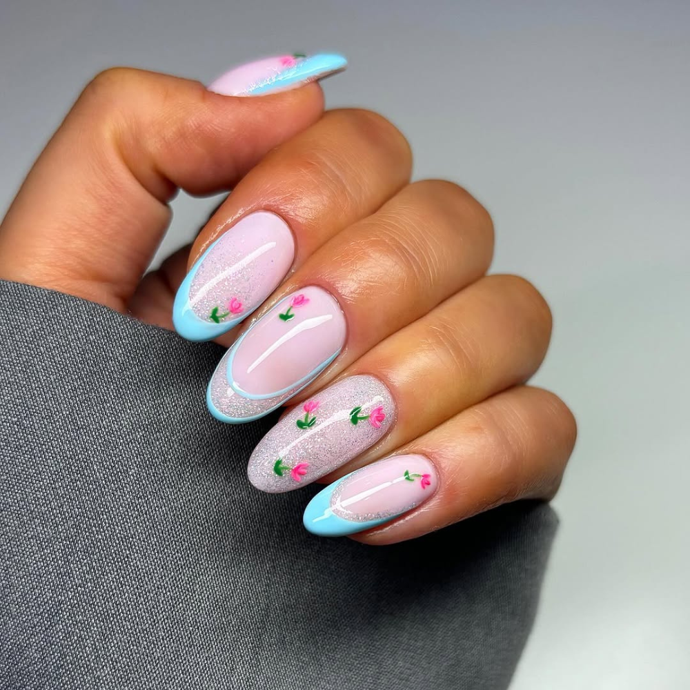 Sparkling Pastel French Tip Almond Nails Sparkling Pastel French Tip Almond Nails — Pastel Almond Nails 2027