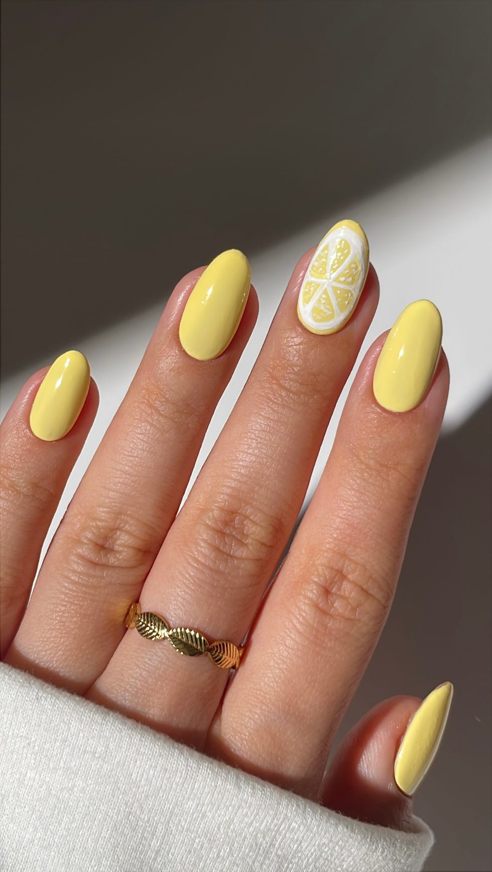 Bright Yellow Lemon Slice Accent Bright Yellow Lemon Slice Accent — Summer Nail Trends 2027