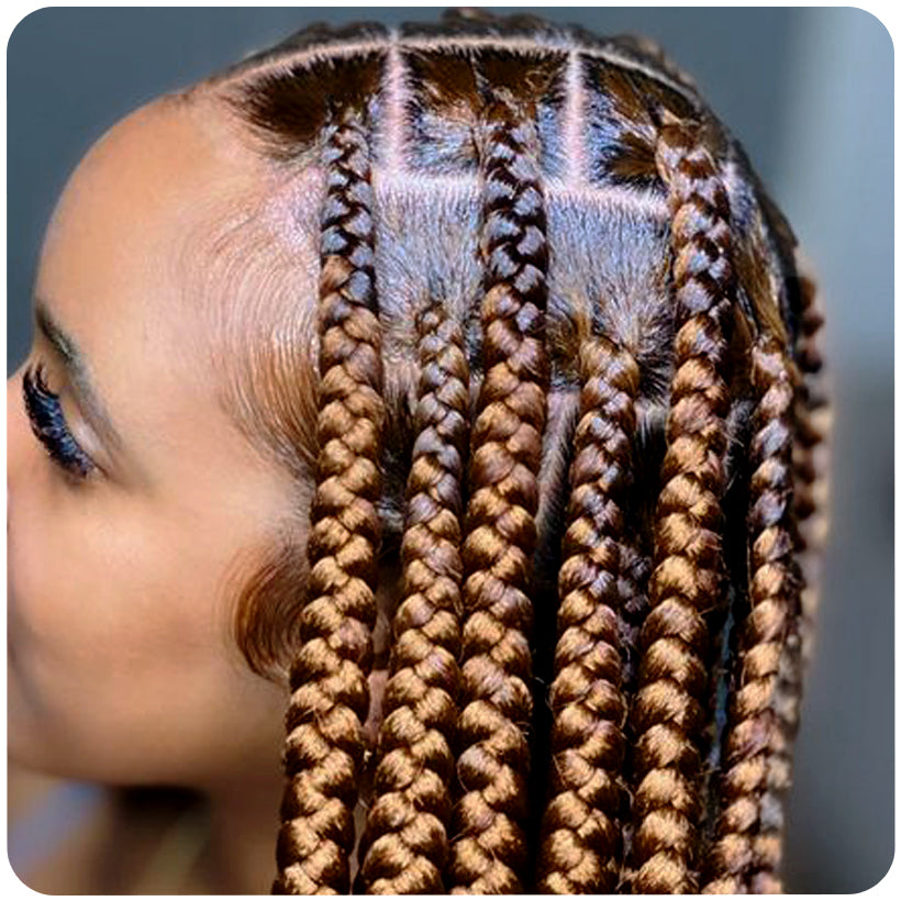 Close-Up Brown Box Braids With Neat Parting — Long Knotless Braids 2027