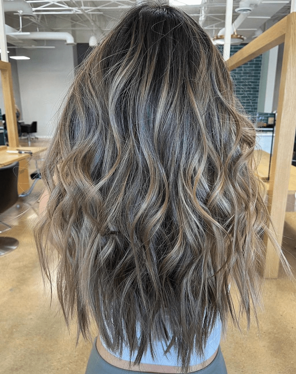 Long Layers Dark Blonde with Ash and Beige Lowlights — Lowlights 2027