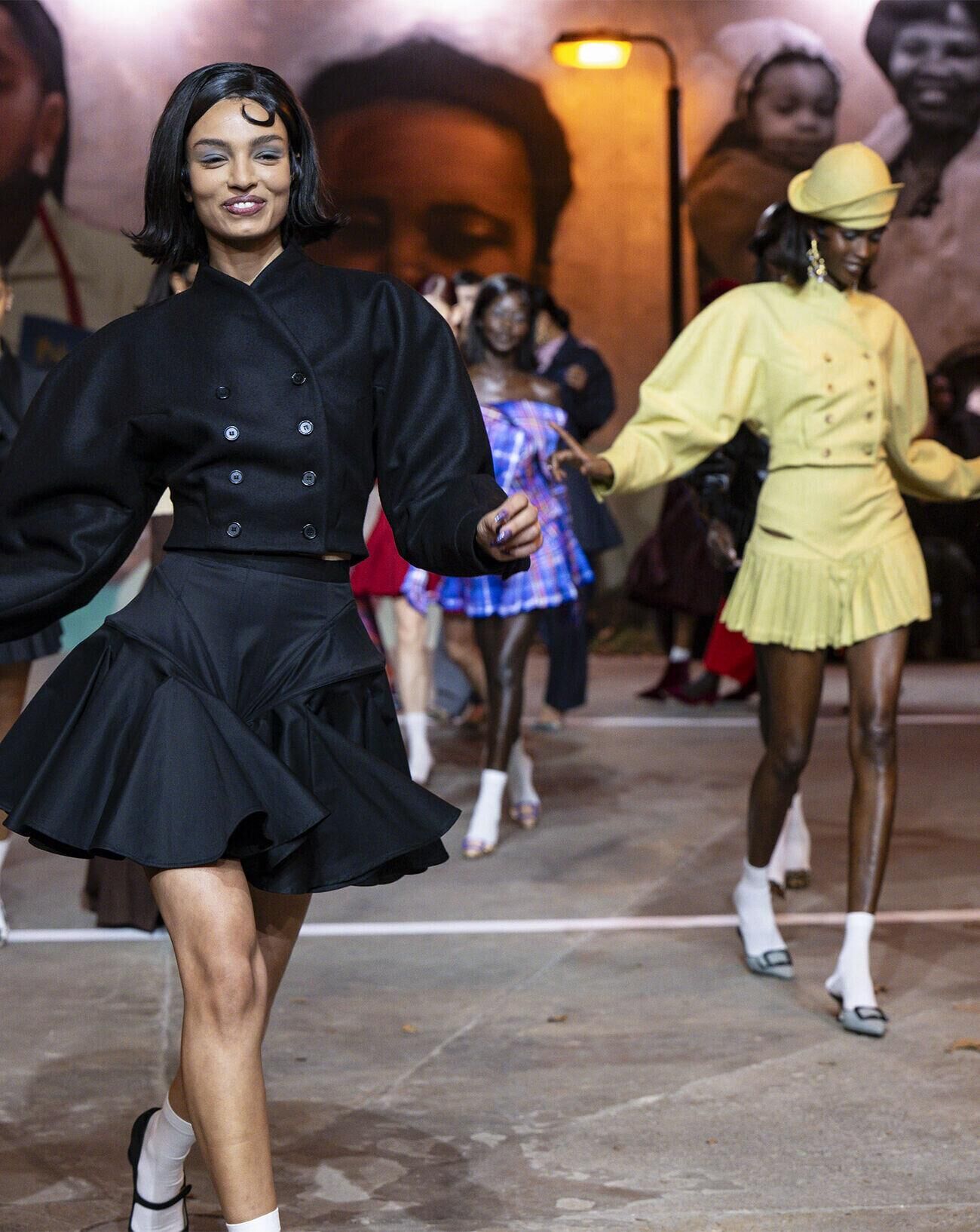 Yellow Double-Breasted Jacket and Matching Pleated Mini Skirt — Pleated Skirt Outfits 2027