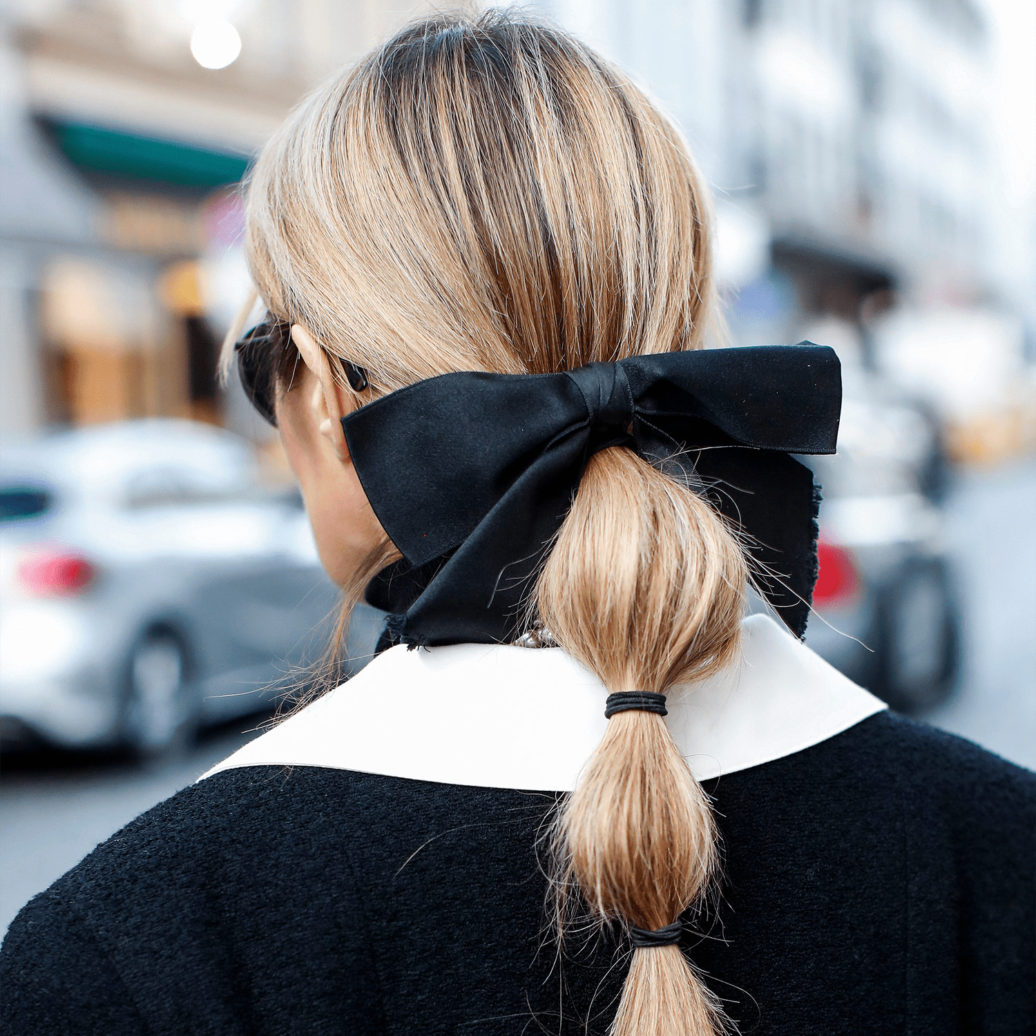 Nape Bubble Ponytail With Black Bow Nape Bubble Ponytail With Black Bow — Coquette Ponytail Hairstyles 2027