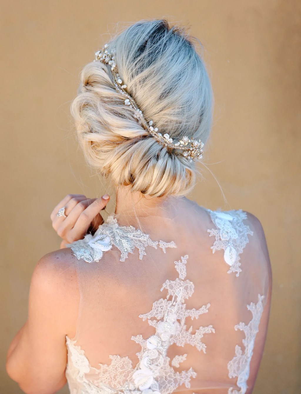 Low Twisted Bun With Jeweled Headband — Wedding Updos 2027
