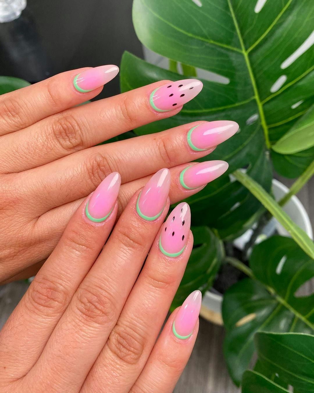Sheer Pink Watermelon Almond Nails Sheer Pink Watermelon Almond Nails — Watermelon Nails 2027
