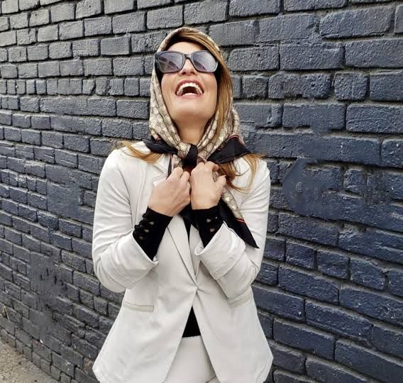 Smart Casual: Printed Scarf Headwrap with Cream Blazer Smart Casual: Printed Scarf Headwrap with Cream Blazer — Hair Scarf Outfits 2027
