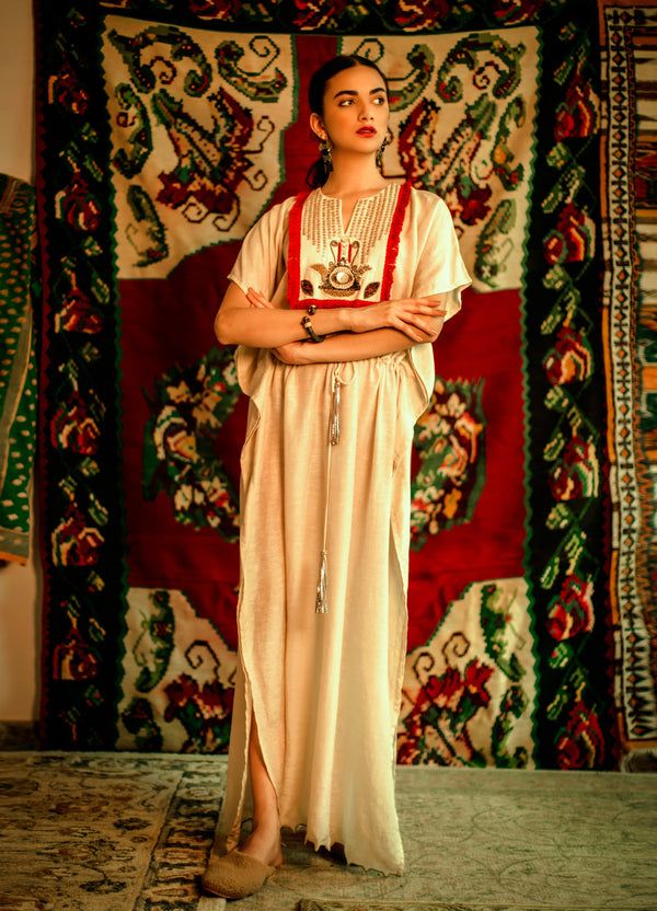 Embroidered Cream Kaftan Dress — Modern Heirloom Outfits 2027