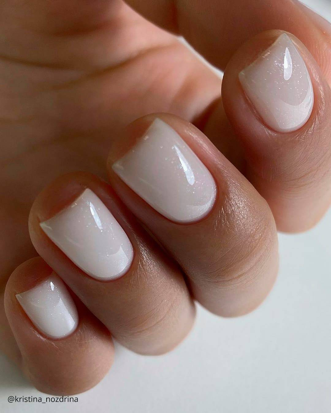 Sheer Milky White Subtle Shimmer Short Square Sheer Milky White Subtle Shimmer Short Square — Milky Nails 2027