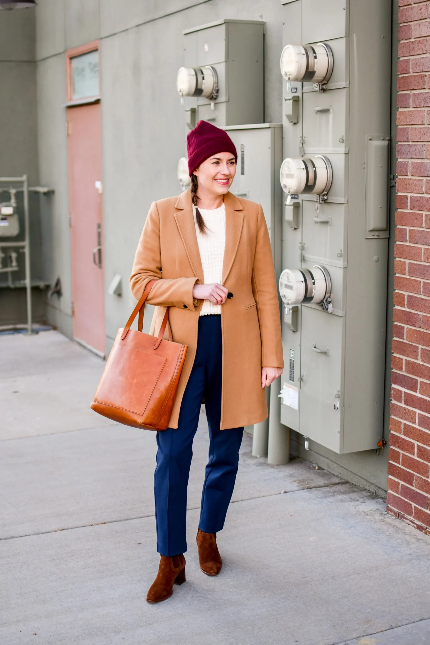 Camel Coat and Navy Trousers for a Chic, Layered Look — First Day of Work Outfits 2027