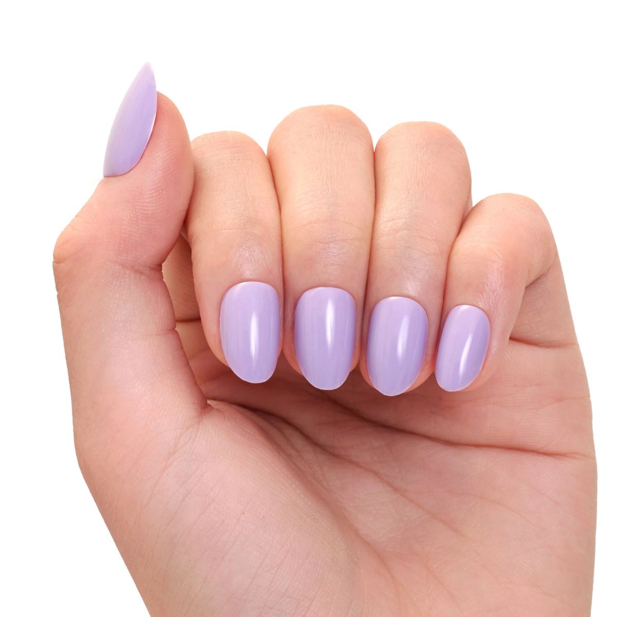 Solid Lavender Short Almonds — Lavender Wedding Nails 2027