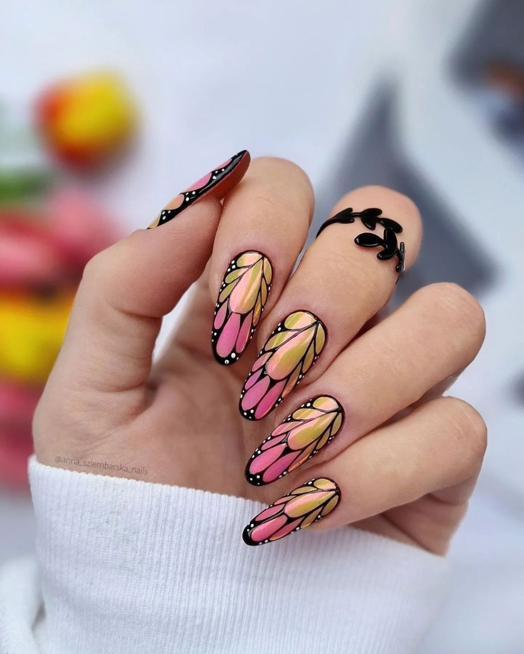Vibrant Butterfly Wing Design Vibrant Butterfly Wing Design — Short Butterfly Coffin Nails 2027